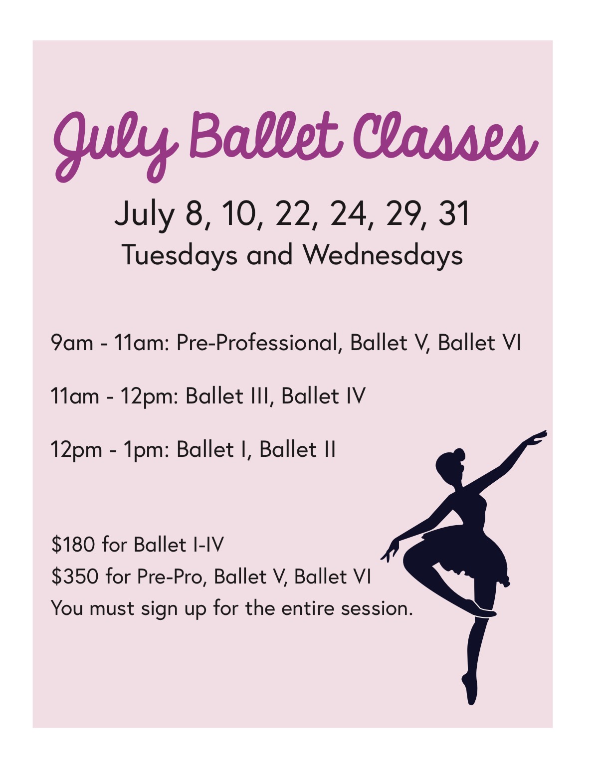 July Ballet Classes